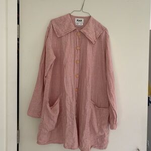 Adorable salmon pink vintage FLAX jacket/dress, size small.